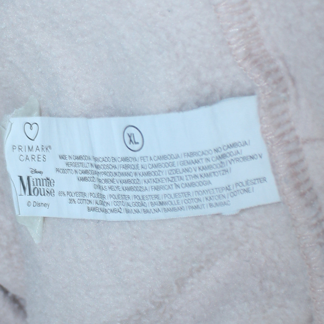 Primark Women Beige Minnie Mouse Pullover Hoodie XL Fleece Lined