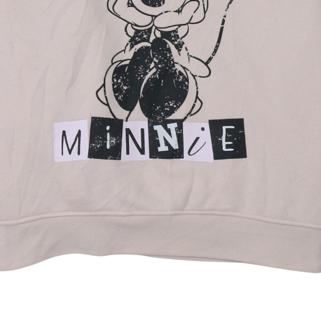 Primark Women Beige Minnie Mouse Pullover Hoodie XL Fleece Lined