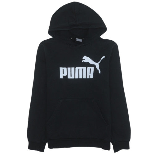 Puma Mens Black Hoodie 14Y Teens Pullover Cotton Graphic Print