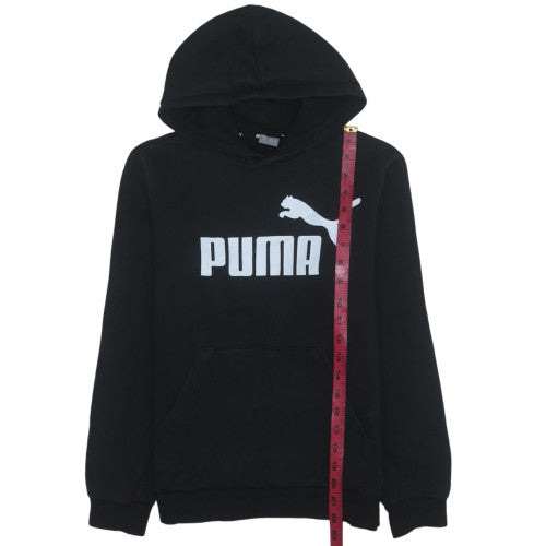 Puma Mens Black Hoodie 14Y Teens Pullover Cotton Graphic Print