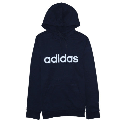 Adidas Womens Navy Blue Pullover Hoodie Small Cotton Logo
