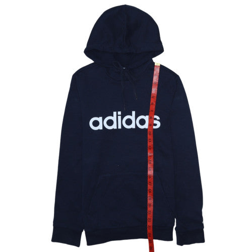 Adidas Womens Navy Blue Pullover Hoodie Small Cotton Logo