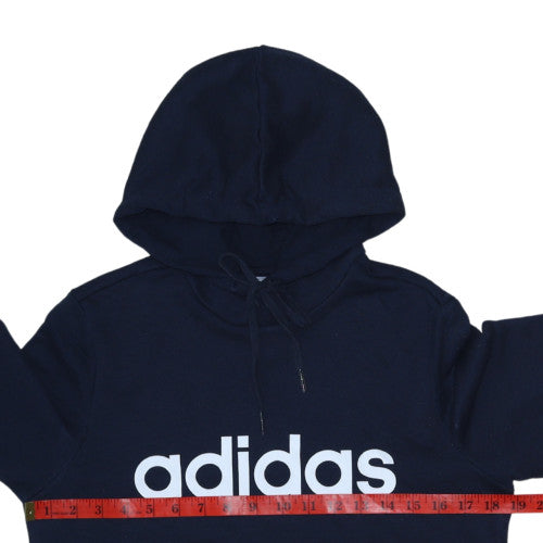 Adidas Womens Navy Blue Pullover Hoodie Small Cotton Logo