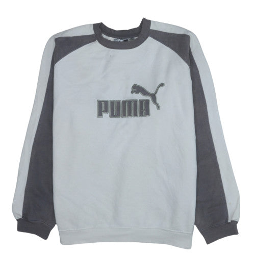 Puma Men's Grey Pullover Sweatshirt L Crew Neck Fleece Logo Sports