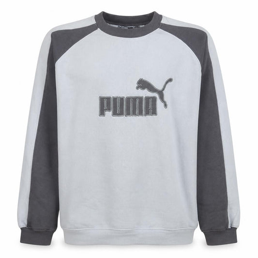 Front view of Puma Men's Grey Pullover Sweatshirt L Crew Neck Fleece Logo Sports