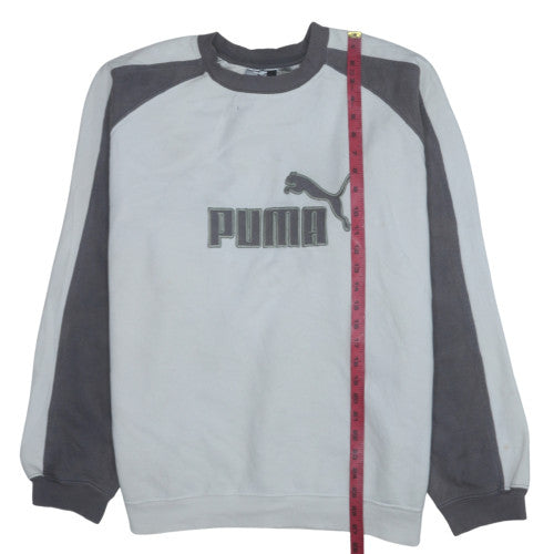 Puma Men's Grey Pullover Sweatshirt L Crew Neck Fleece Logo Sports