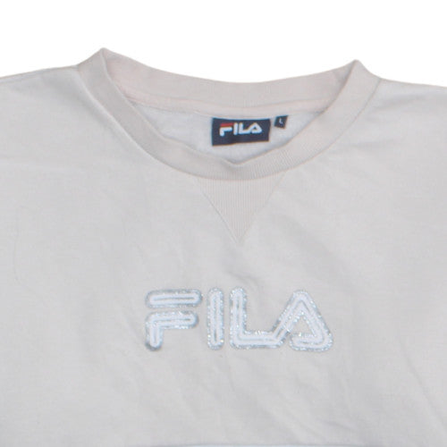 Fila Men's Beige & Black Colour Block Crew Sweatshirt L