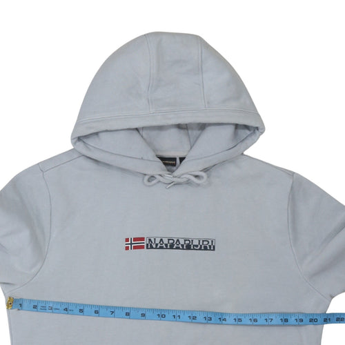 Napapijri Men's Grey Pullover Hoodie Size M Logo Fleece Sweatshirt