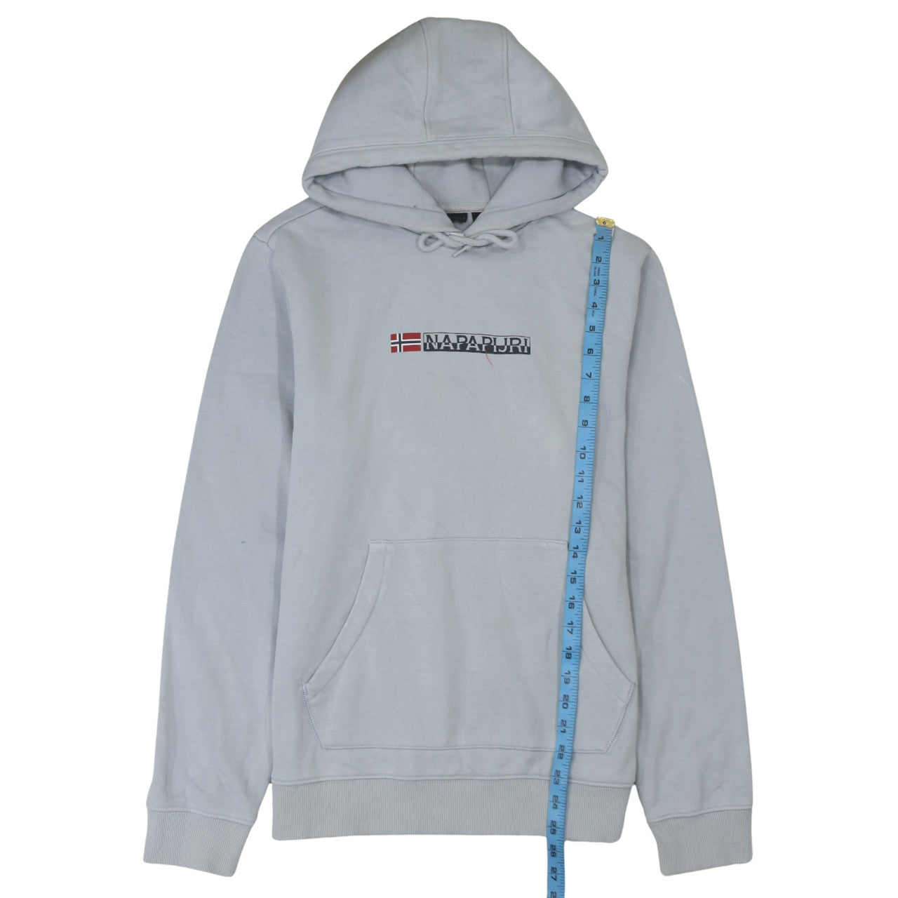 Napapijri Men's Grey Pullover Hoodie Size M Logo Fleece Sweatshirt