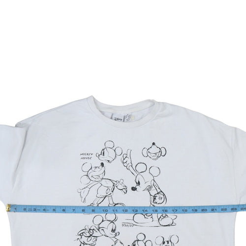 Primark Disney Women White Mickey Mouse Sweatshirt M 12/14 Crew Neck