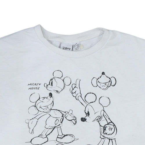 Primark Disney Women White Mickey Mouse Sweatshirt M 12/14 Crew Neck