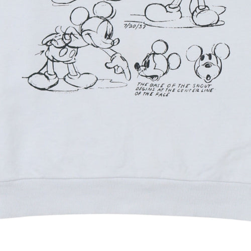 Primark Disney Women White Mickey Mouse Sweatshirt M 12/14 Crew Neck