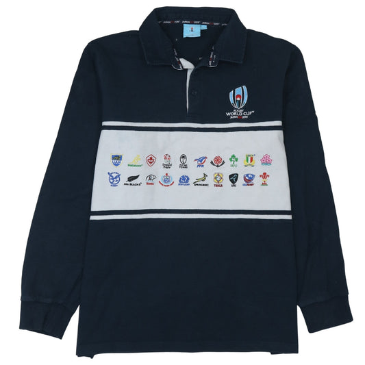 Rugby World Cup Japan 2019 Men's Navy Blue Embroidered Henley Sweatshirt Size L