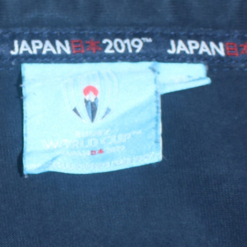 Rugby World Cup Japan 2019 Men's Navy Blue Embroidered Henley Sweatshirt Size L