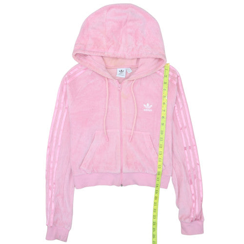 Adidas Womens Pink Full Zip Velour Hoodie Size 14 UK