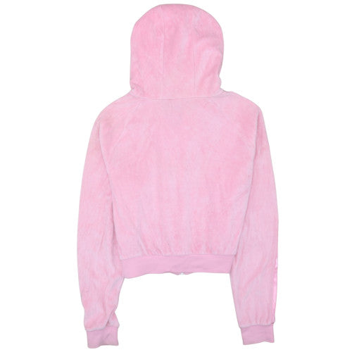 Adidas Womens Pink Full Zip Velour Hoodie Size 14 UK