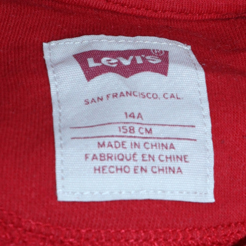 Levi's Teens Red Pullover Hoodie 14 Plus Cotton Logo Sweatshirt