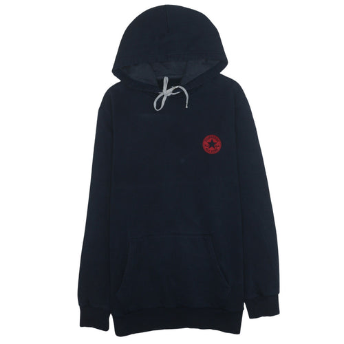 Converse Men Blue Pullover Hoodie L Logo Graphic Fleece Sweatshirt