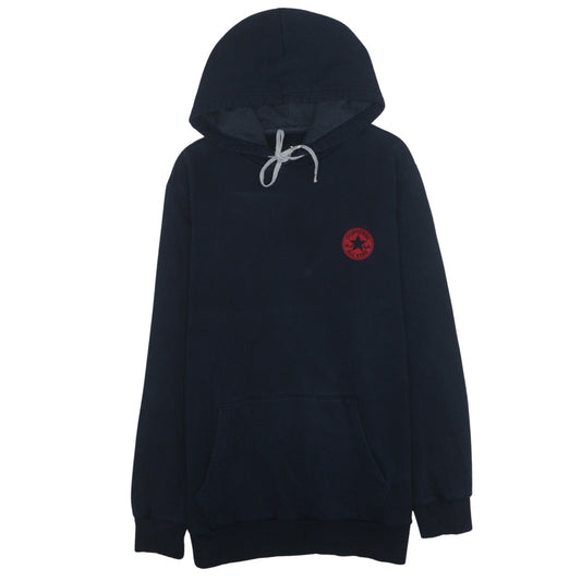 Converse Men Blue Pullover Hoodie L Logo Graphic Fleece Sweatshirt