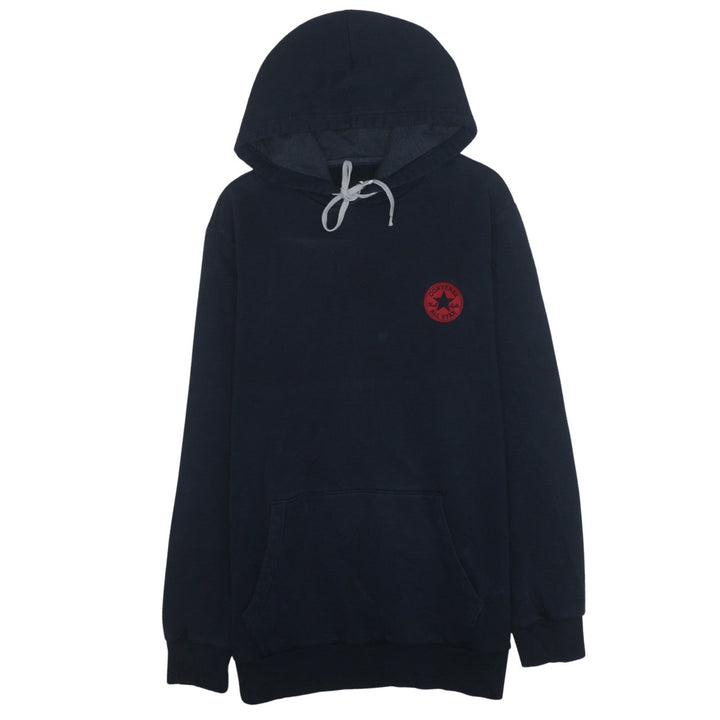 Converse Men Blue Pullover Hoodie L Logo Graphic Fleece Sweatshirt