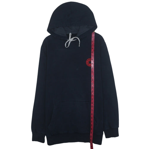 Converse Men Blue Pullover Hoodie L Logo Graphic Fleece Sweatshirt
