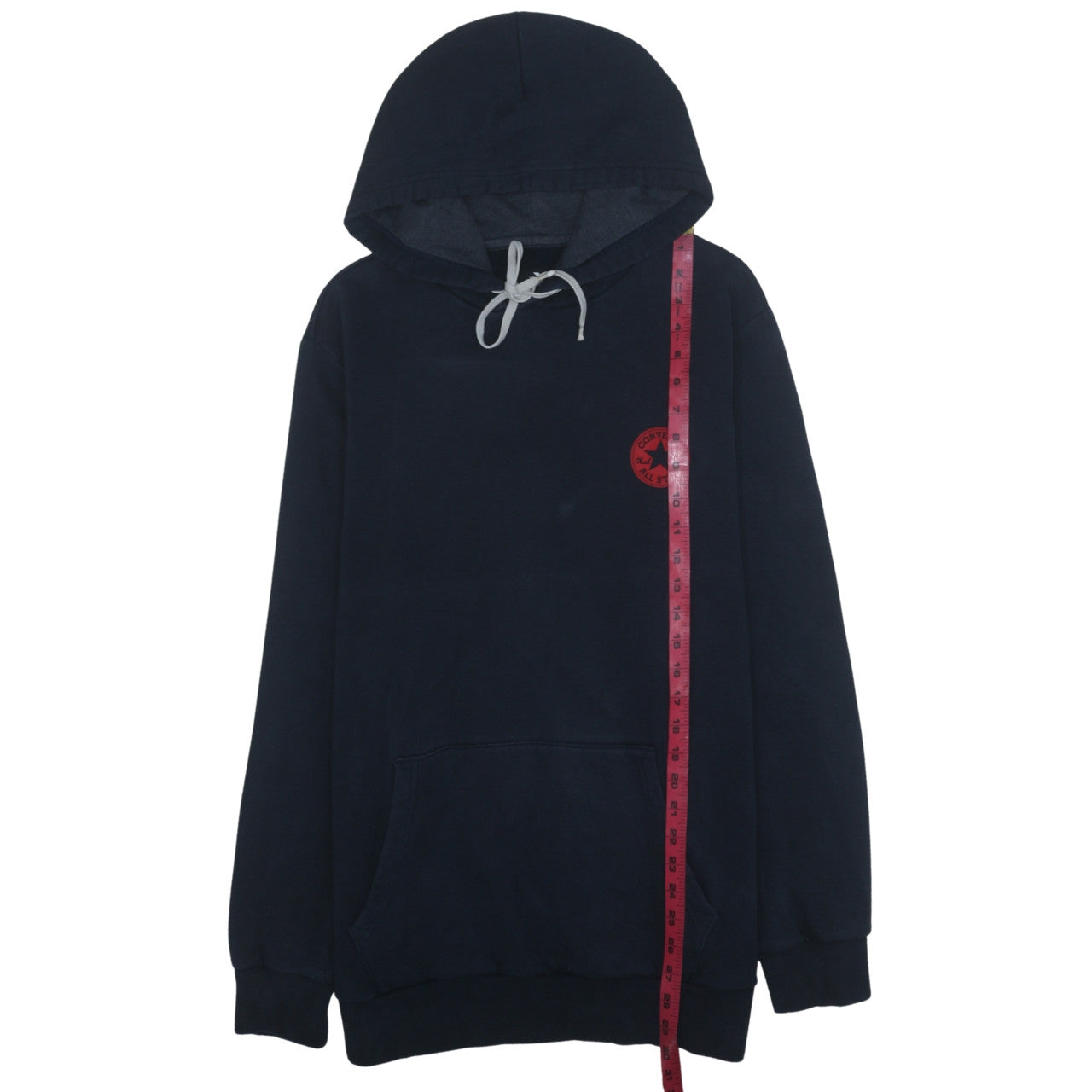 Converse Men Blue Pullover Hoodie L Logo Graphic Fleece Sweatshirt