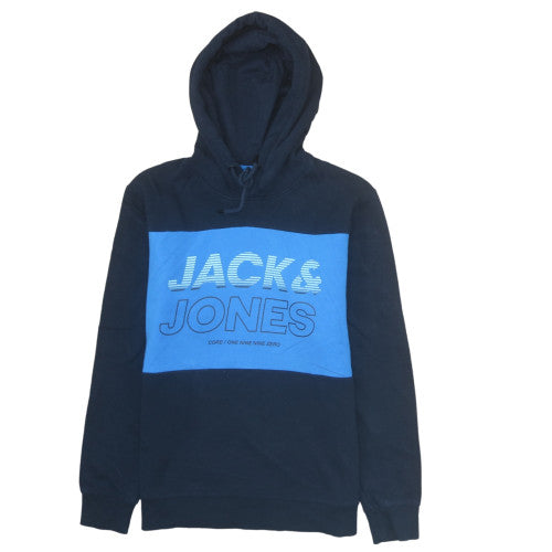 Jack & Jones Men's Blue Pullover Hoodie Core Graphic Print Size M