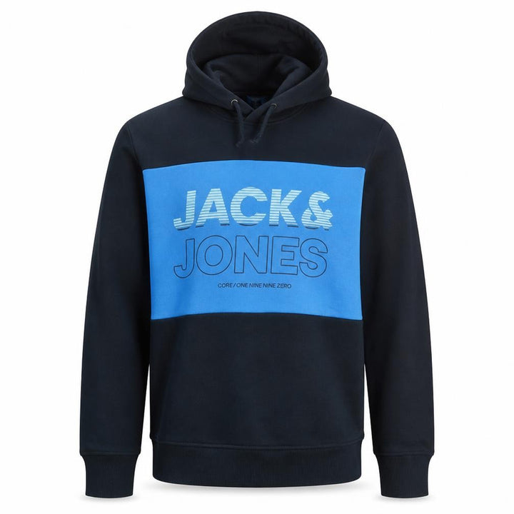 Jack & Jones Men's Blue Pullover Hoodie Core Graphic Print Size M