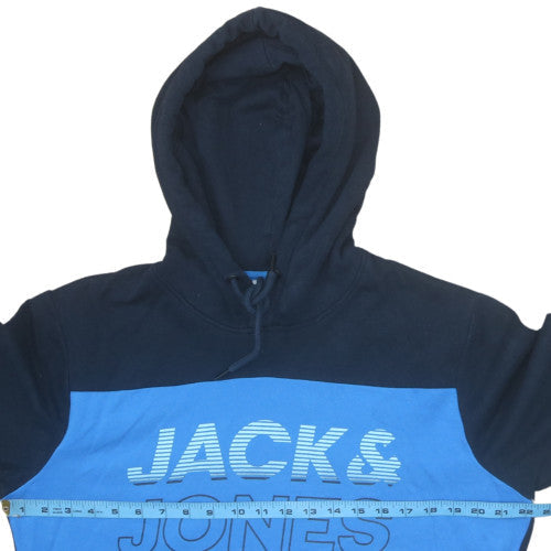 Jack & Jones Men's Blue Pullover Hoodie Core Graphic Print Size M