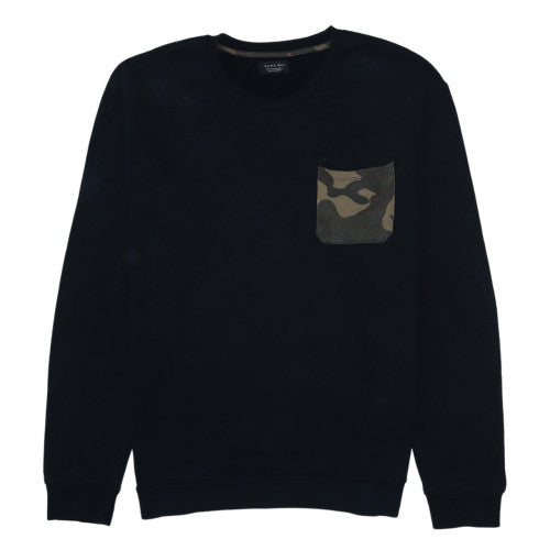 Zara Man Black Camouflage Pocket Crew Neck Sweatshirt Mens L