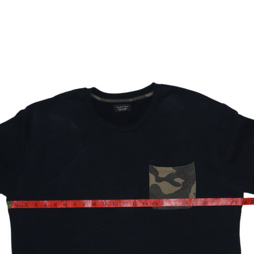 Zara Man Black Camouflage Pocket Crew Neck Sweatshirt Mens L
