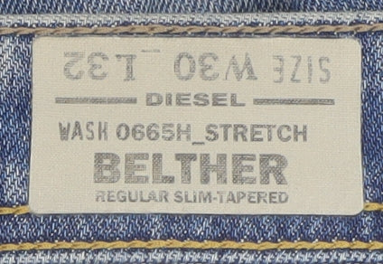 Diesel Men’s Blue Belther Slim Tapered Stretch Jeans W32 L32