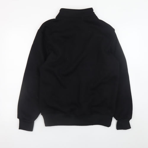 Nice Men's Black S 1/4 Zip High Neck Fleece Sweatshirt