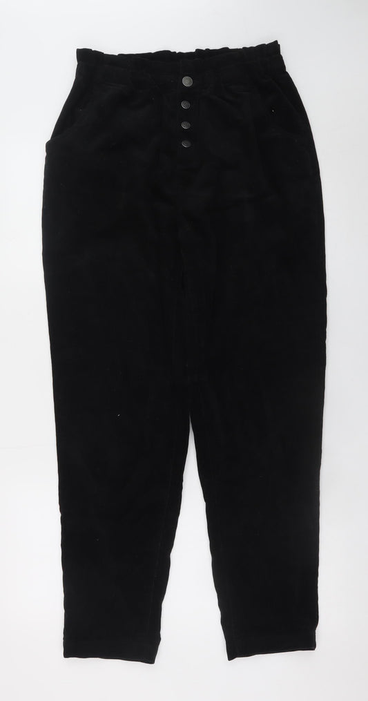 Blendshe Women's Black Corduroy High Waist Tapered Trousers L