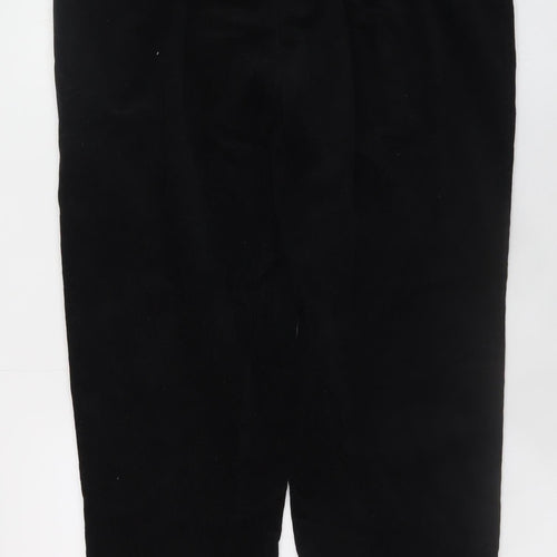 Blendshe Women's Black Corduroy High Waist Tapered Trousers L