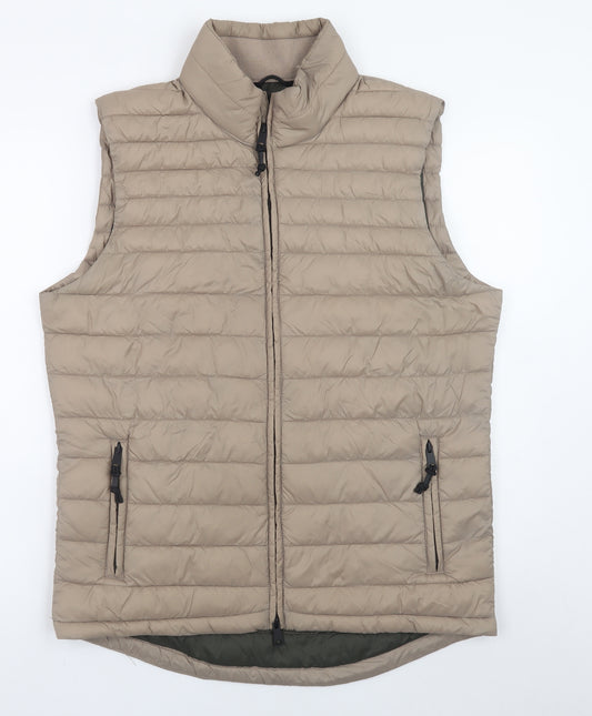 (UN)BIAS Mens Beige Puffer Gilet Waistcoat M Regular Fit