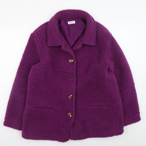 Damart Women’s Purple L Fleece Button Mid-Length Coat