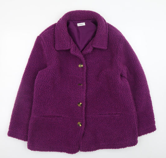 Damart Women’s Purple L Fleece Button Mid-Length Coat