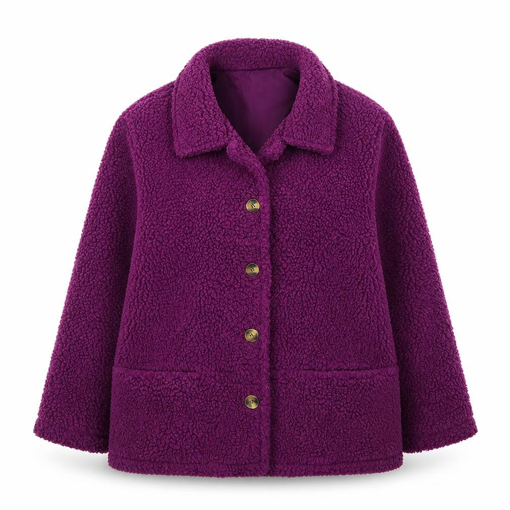 Damart Women’s Purple L Fleece Button Mid-Length Coat