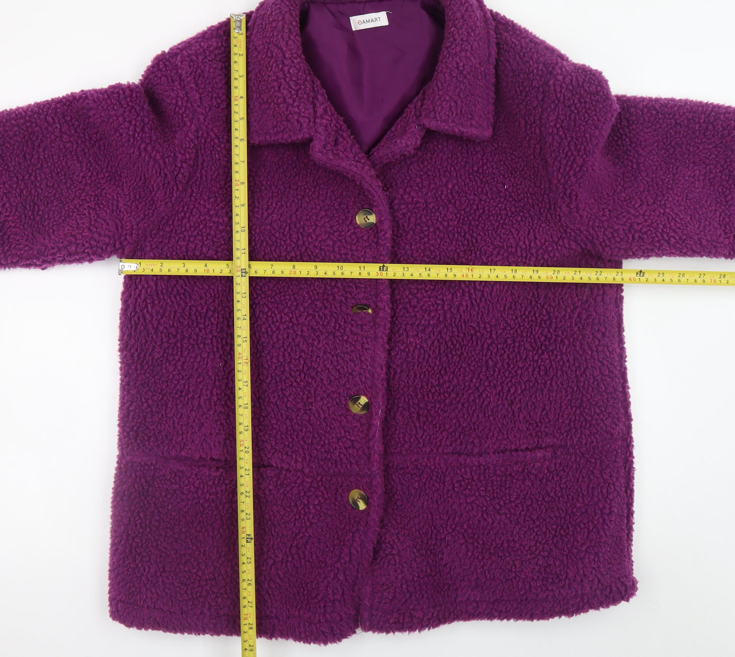 Damart Women’s Purple L Fleece Button Mid-Length Coat