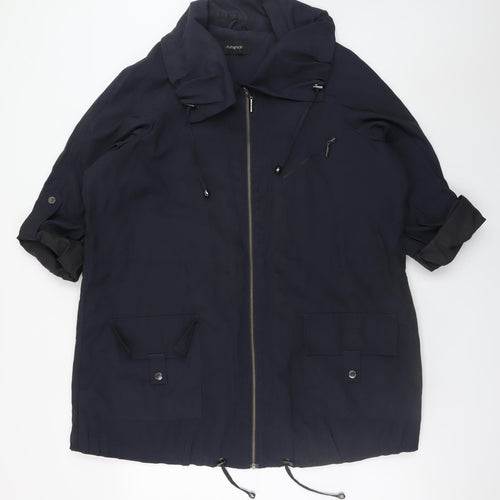 Marks and Spencer Women Blue Hooded Mid-Length Parka Jacket UK 18