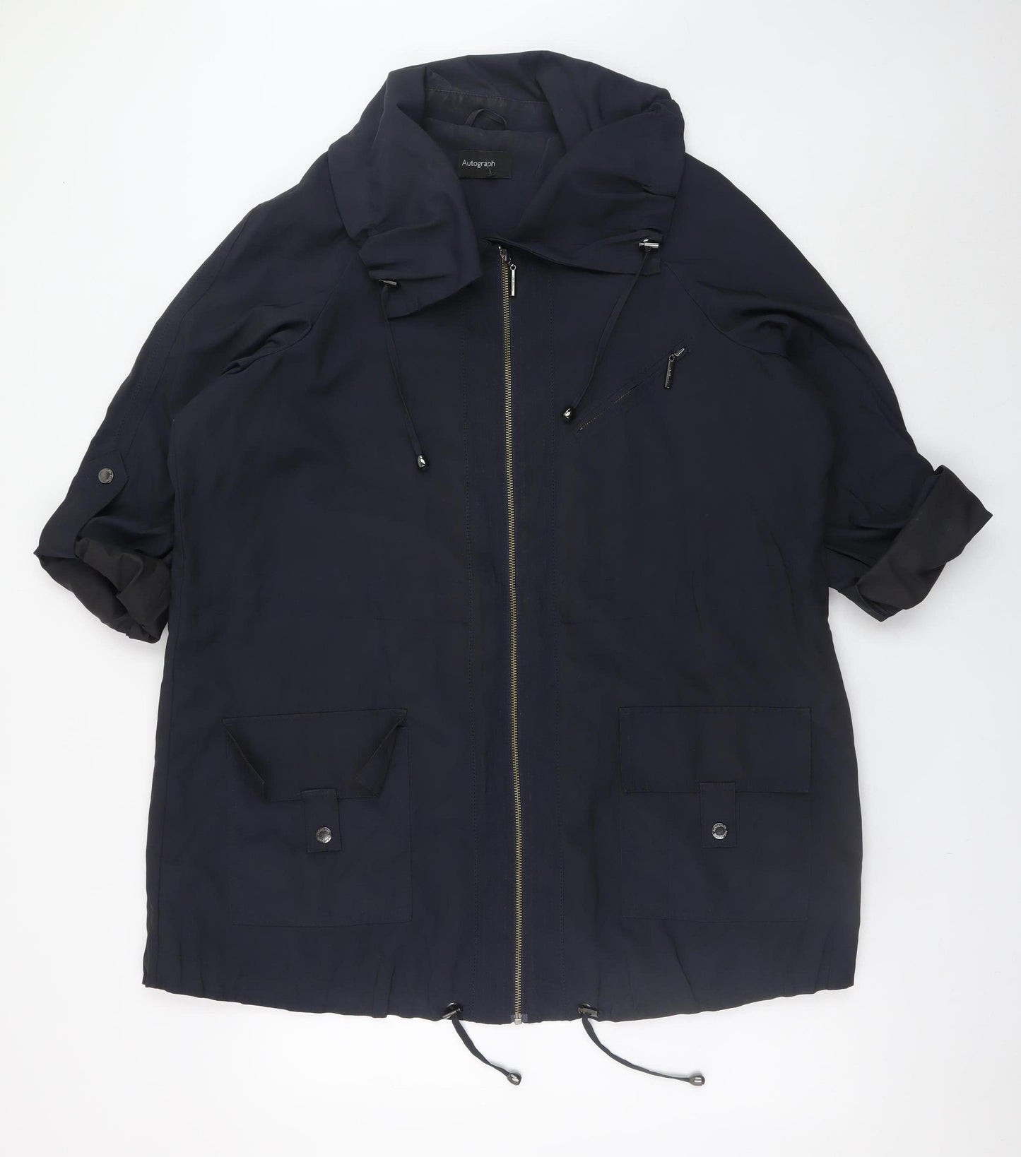 Marks and Spencer Women Blue Hooded Mid-Length Parka Jacket UK 18