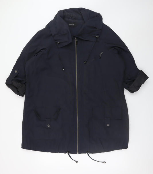 Marks and Spencer Women Blue Hooded Mid-Length Parka Jacket UK 18
