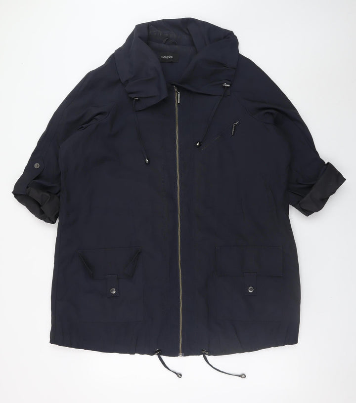 Marks and Spencer Women Blue Hooded Mid-Length Parka Jacket UK 18