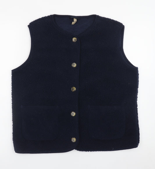 Soya Concept Women's Blue Fleece Button Waistcoat Size S