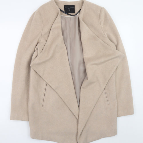 Dorothy Perkins Women Beige Size 12 Mid-Length Lined Open Coat