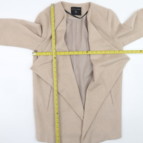 Dorothy Perkins Women Beige Size 12 Mid-Length Lined Open Coat