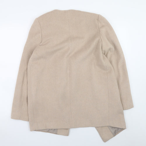 Dorothy Perkins Women Beige Size 12 Mid-Length Lined Open Coat