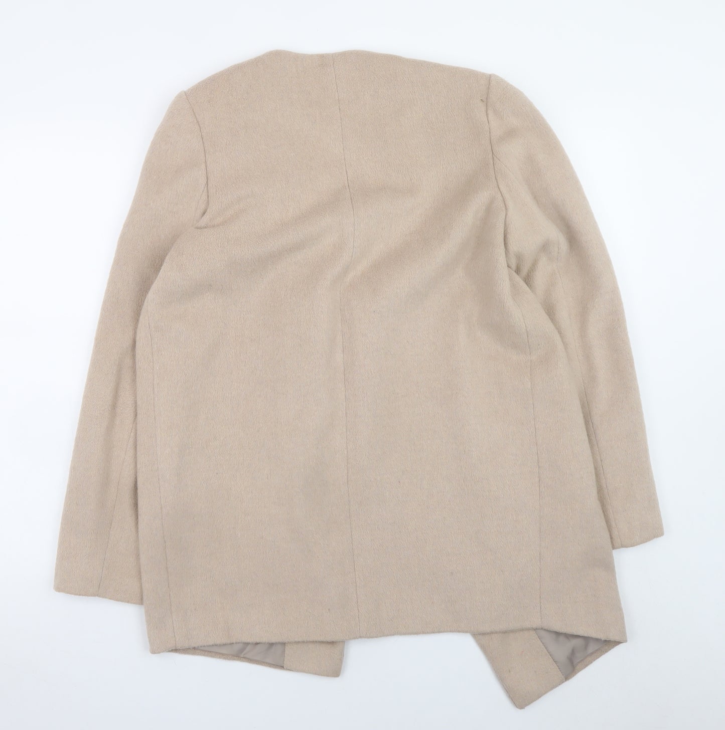 Dorothy Perkins Women Beige Size 12 Mid-Length Lined Open Coat