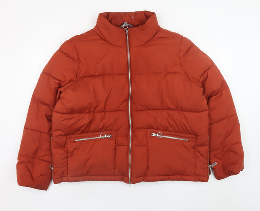 Principles Women’s Rust Puffer Jacket Size 16 Polyester Lined Zip Pockets